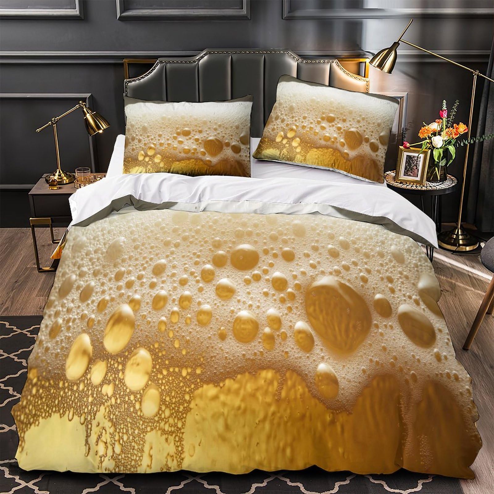 Housse de couette microfibre bière 3D durable et hypoallergénique