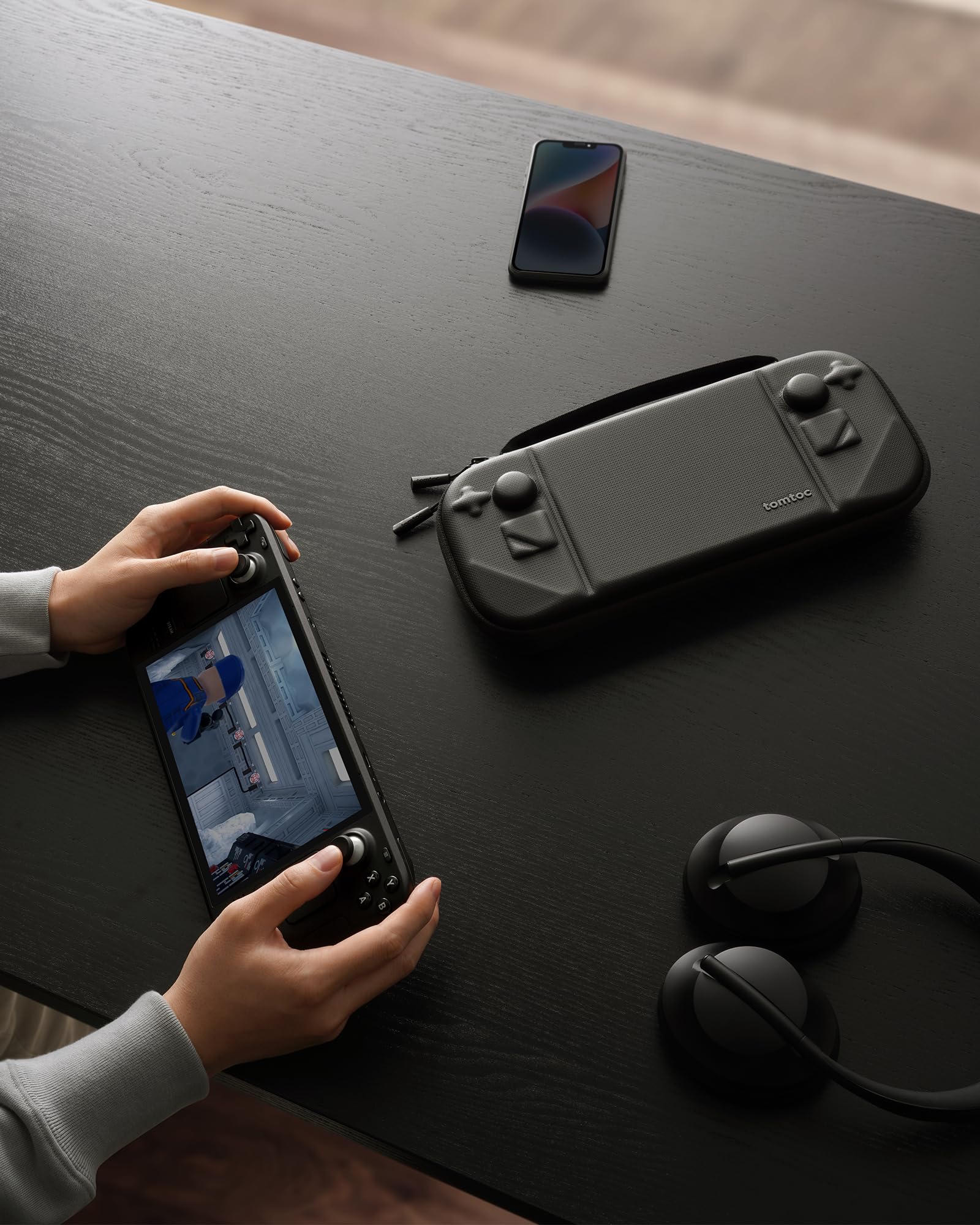 tomtoc Custodia Compatibile con Steam Deck/Steam Deck OLED, Custodia a Guscio Rigido in Filz a Protezione Totale per Console e Accessori Steam Deck, Resistente Agli Urti, per Viaggi o Regali Natale