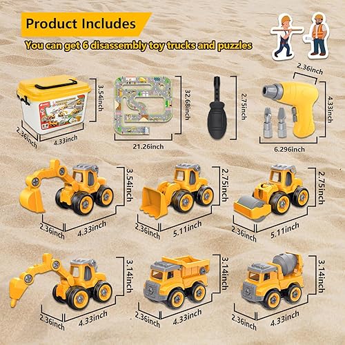 Miniatura 5 de Juguetes de construcción desmontables para niños de 3 a 8 años, juguetes de construcción STEM con taladro eléctrico y juego de rompecabezas,