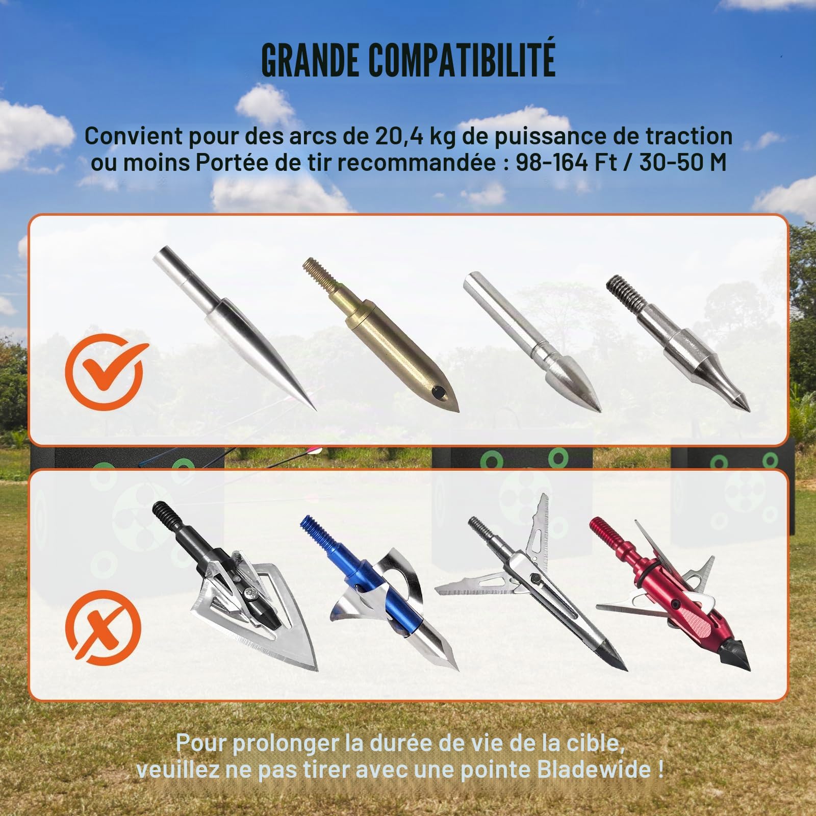 VEVOR Cible de tir à l'arc, 40,6 x 45,7 cm, Cible de tir à l'arc Tout côté, Cible de tir à l'arc Portable d'extérieur avec poignée de Transport, Retrait Facile de la flèche, Excellente visibilité