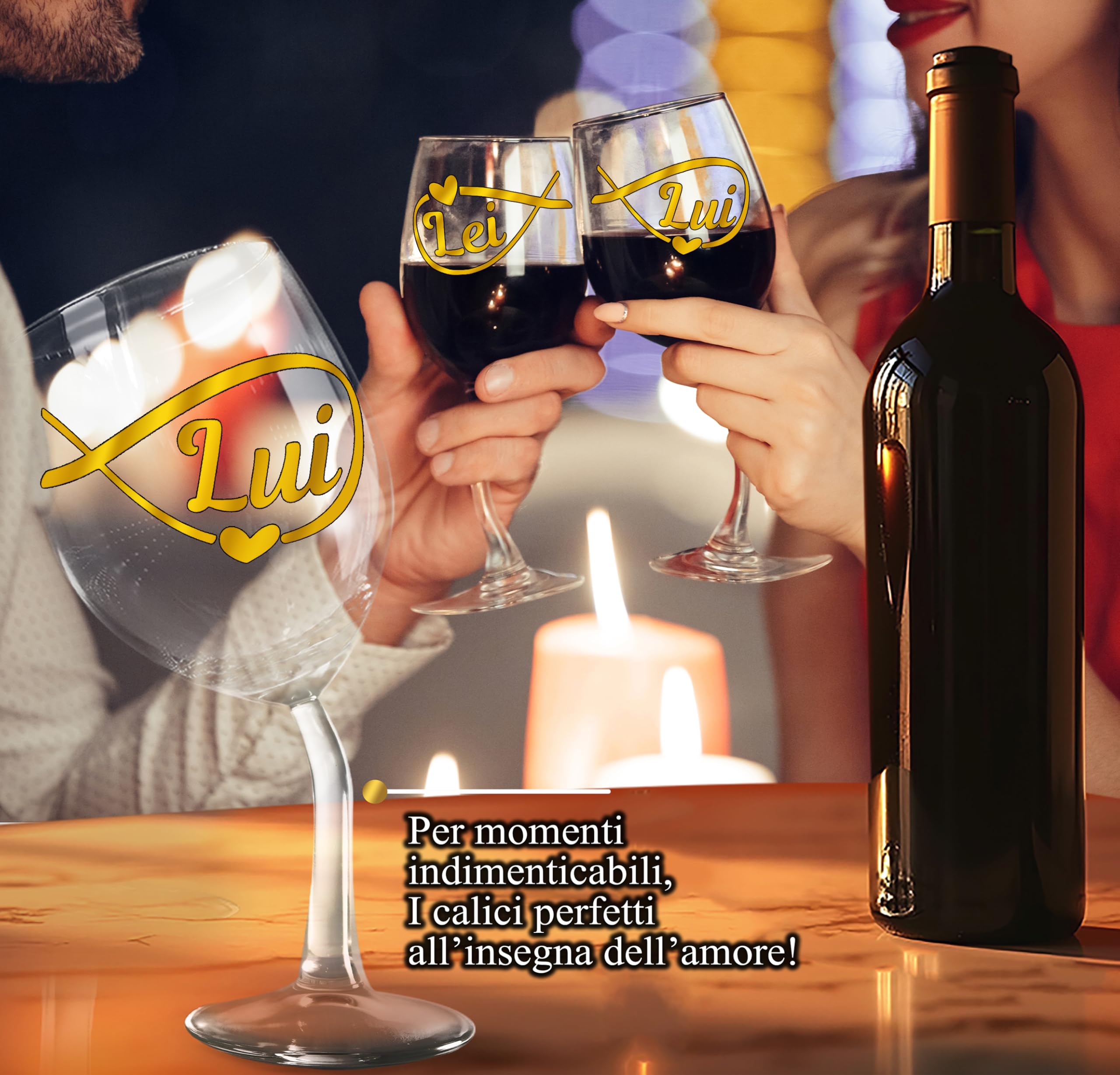 Coppia Calici Vino Personalizzati LUI LEI ∞ – Due Bicchieri Piegati Coordinati Con Simbolo Infinito Per Celebrare L’Amore E I Momenti Insieme Con Confezione Regalo Inclusa