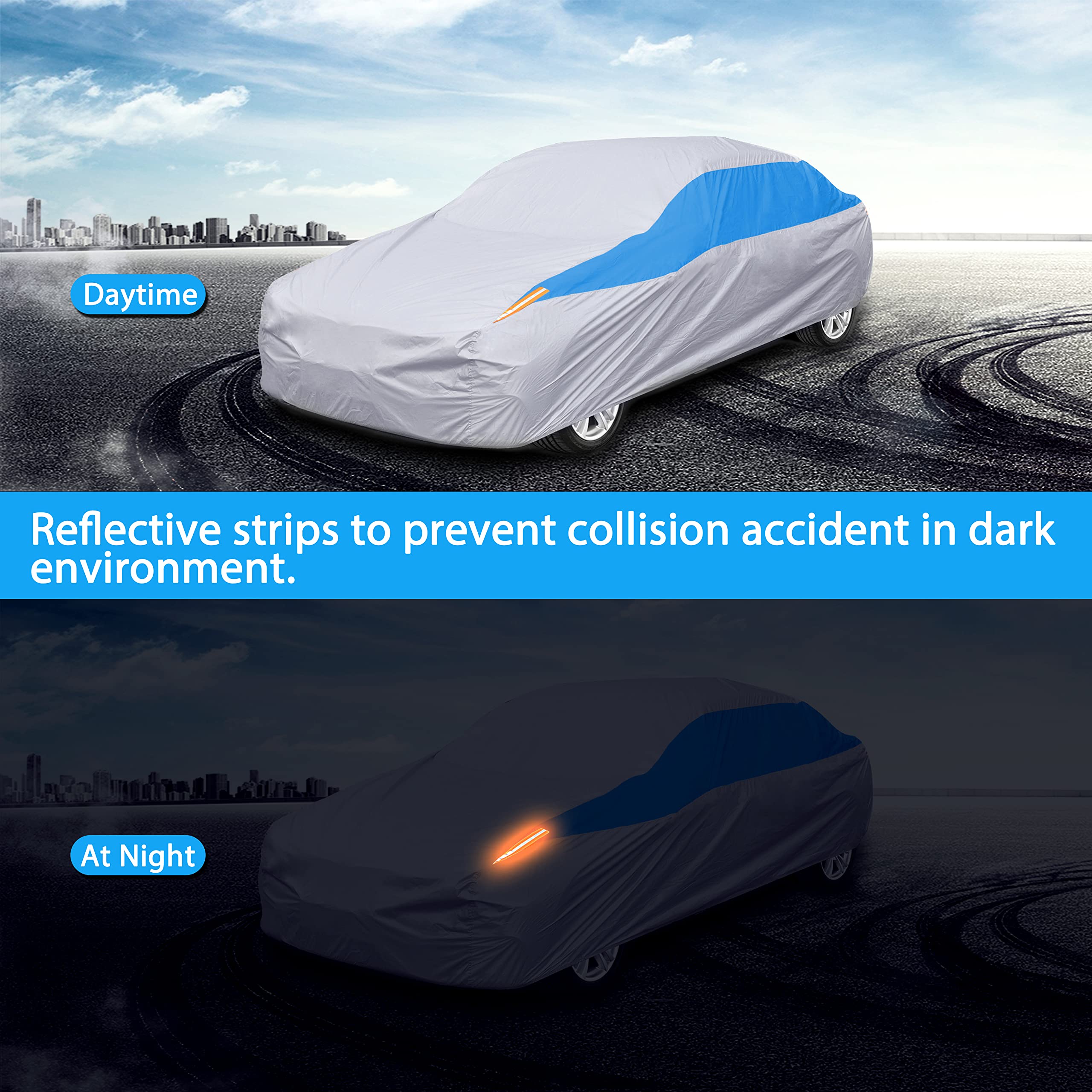 Tatatoo Copertura Auto Impermeabile 6 Strati, Protezione Esterna Da Pioggia, Neve, UV E Polvere, Con Cerniera Laterale E Ganci Antivento - 2