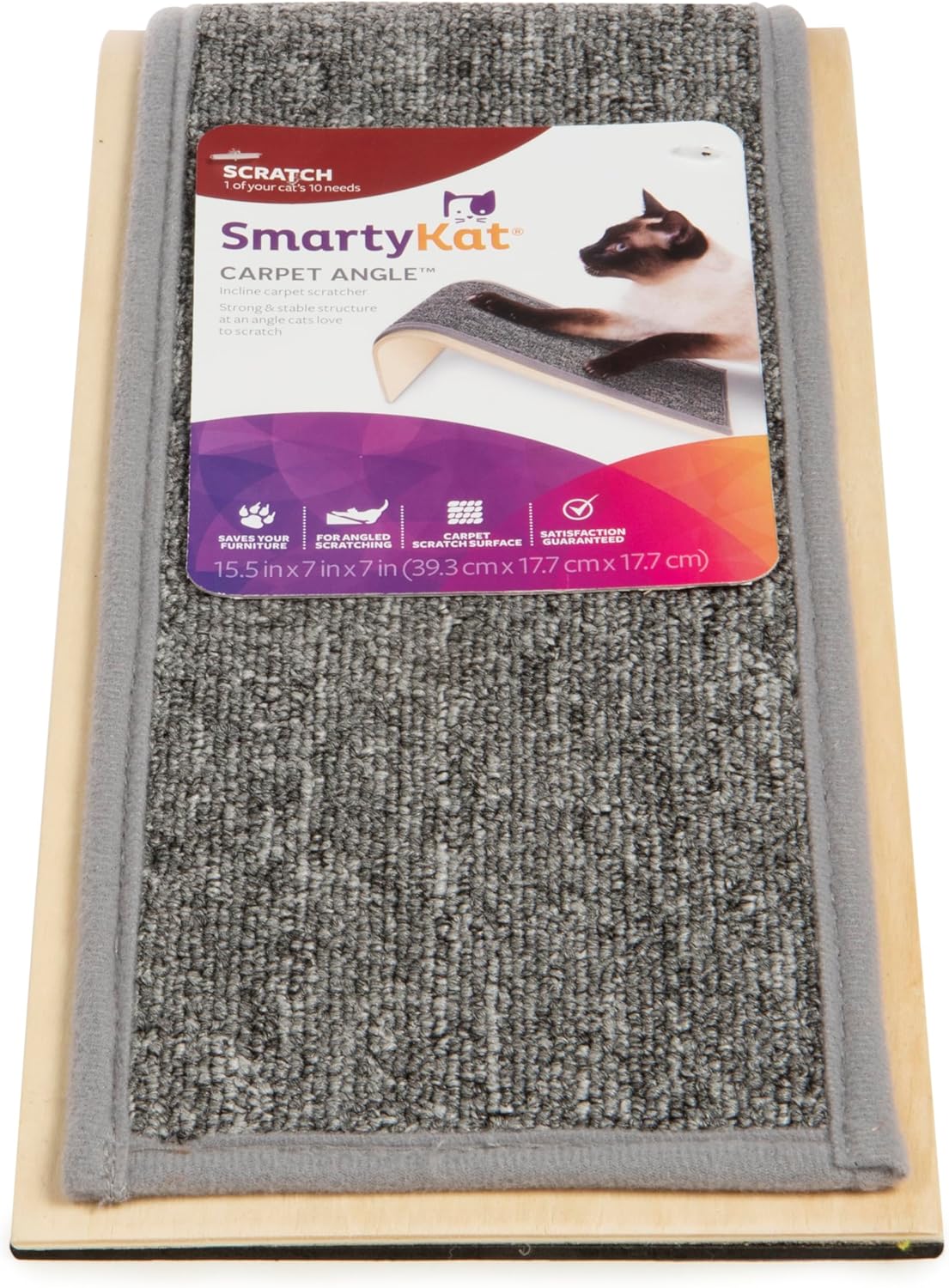 SmartyKat Carpet Angle Scratch Ramp – Gray, One Size SmartyKat Carpet Angle Scratch Ramp – Gray, One Size