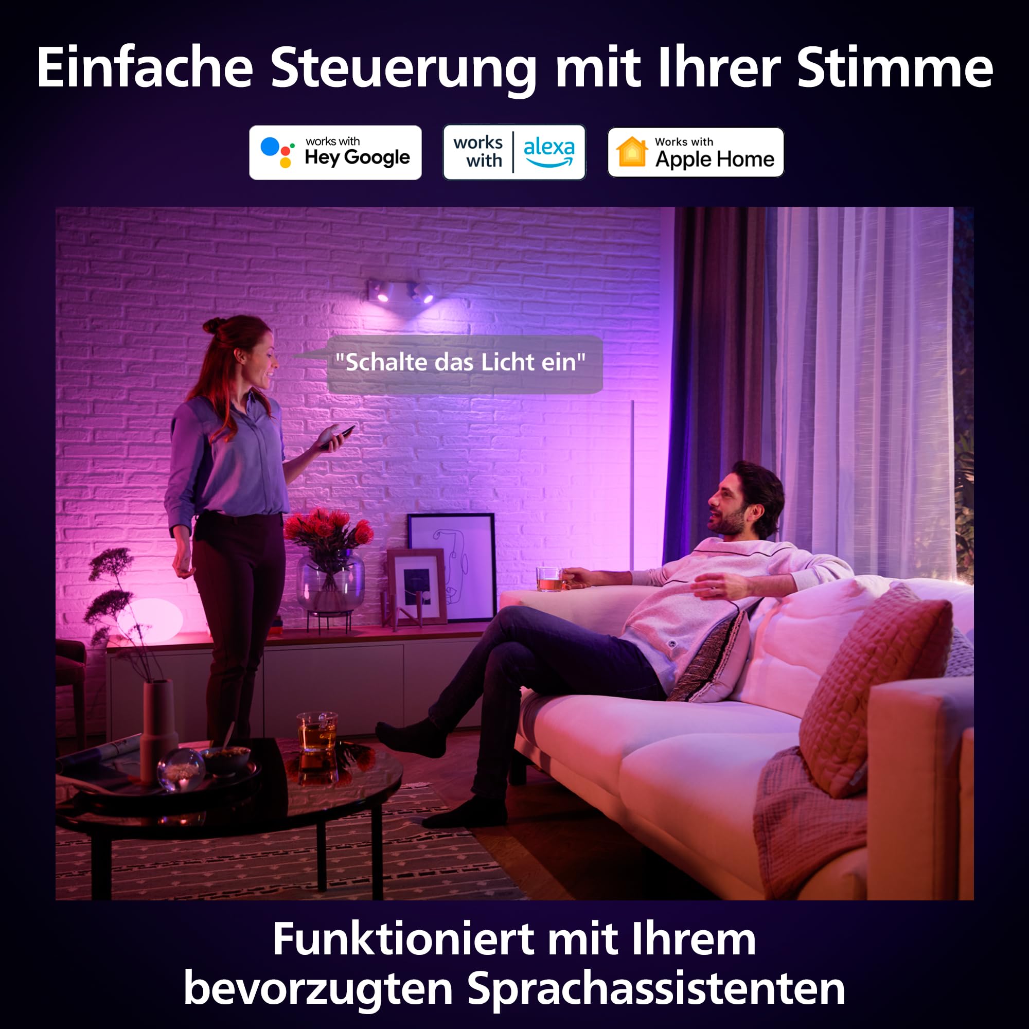 Philips Hue White & Color Ambiance GU10 LED Spot 3er Pack 400 lm dimmbare smarte Lichtsteuerung
