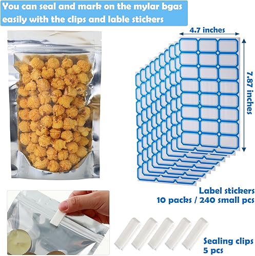 Miniatura 3 de Paquete de 300 bolsas de Mylar resellables para almacenamiento de alimentos de 4 x 6 pulgadas, pequeñas bolsas con cierre hermético a granel, bolsas