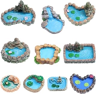 CCCYMM 10 Pieces Fairy Garden Miniature Pond Ornaments Kit for Miniature Garden Accessories Fairy Garden Decoration, Home Micro Landscape Decoration, Miniature Fairy Houses and Figurines Garden Decor