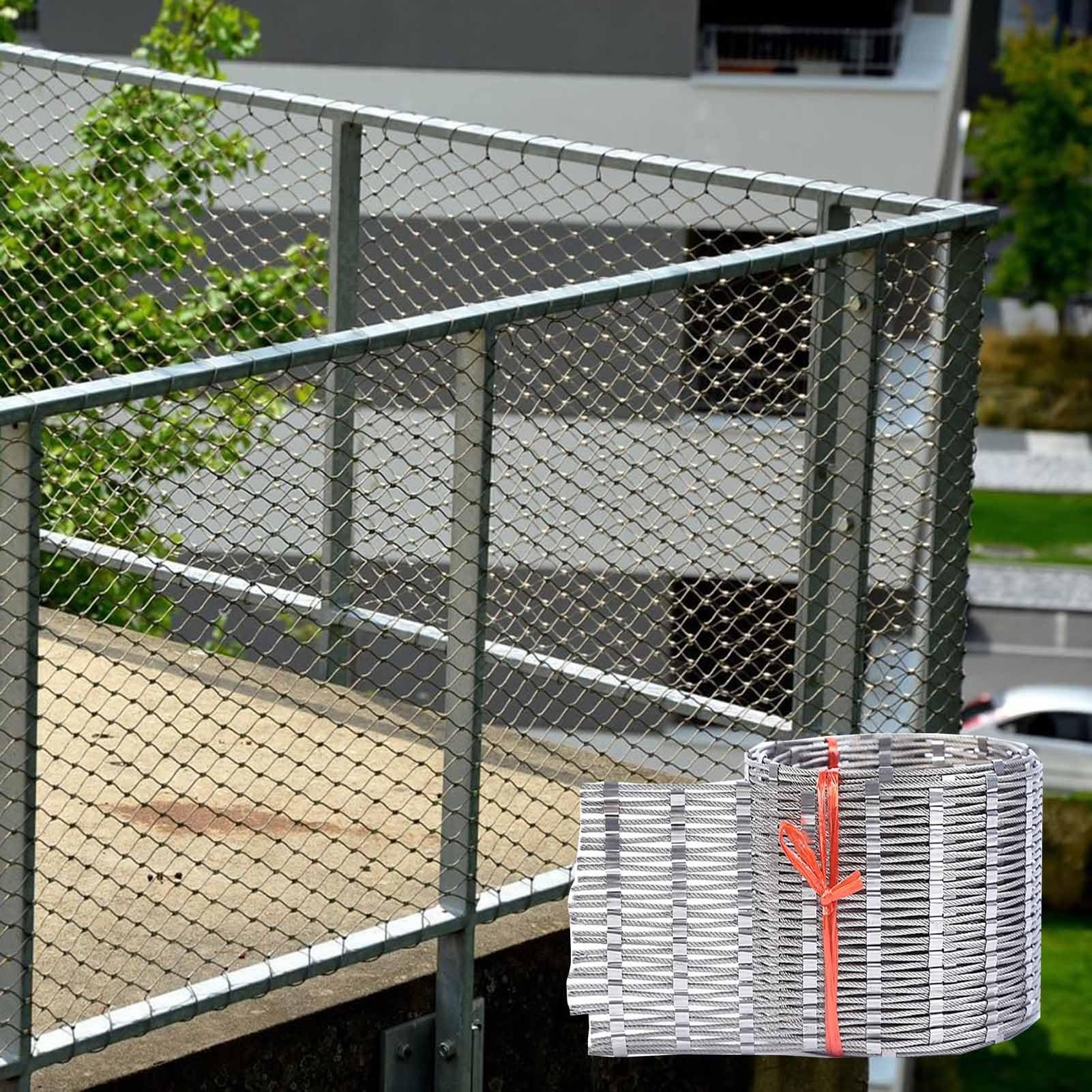 Filet de sécurité en acier inoxydable pour garde-corps 4 cm Maille 1,5 mm d'épaisseur Idéal pour le jardinage de volailles et protection des plantes (0,8 x 27 m)