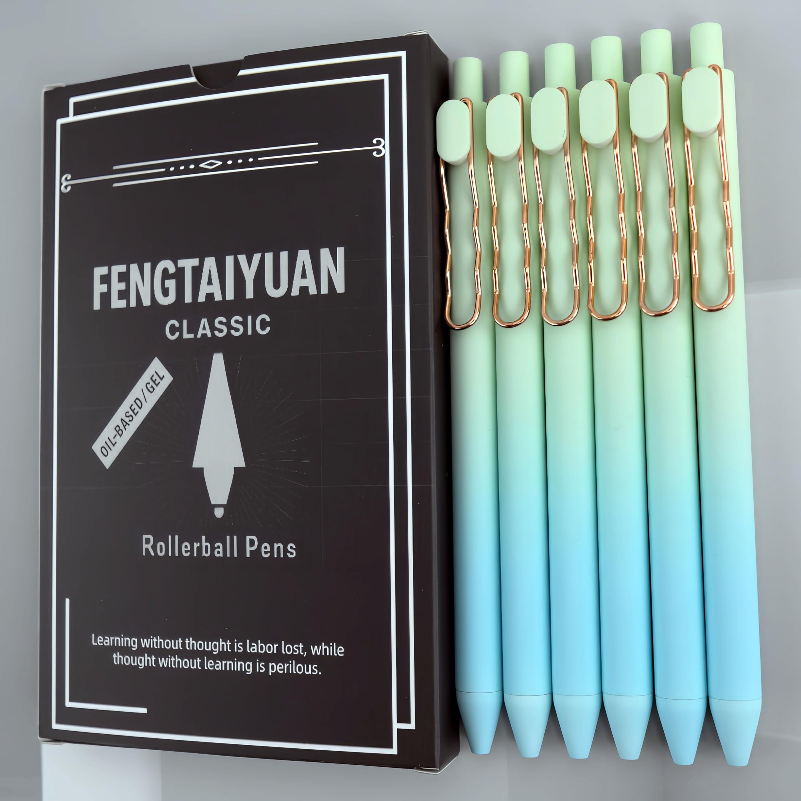 Fengtaiyuan Lv05, Stylish Gradient Color Pen, Black Ink, 0.5mm Extra Fine, Gel Ink Rollerball Pens, Writting Smooth, Rubber Spray (Lv05)
