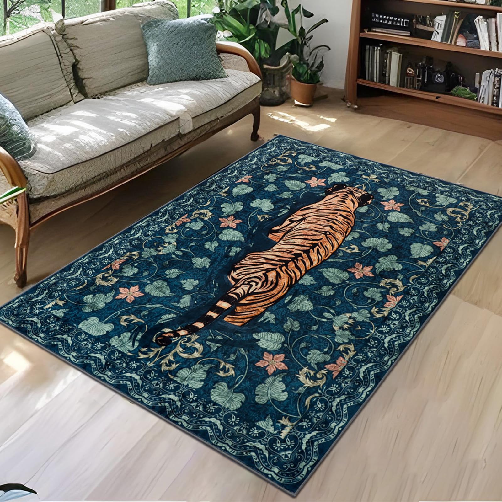 TUKDAK Teppich Läufer für Flur, Waschbarer Teppich Wohnzimmer, Boho Weich Kurzflor Schlafzimmer Carpet
