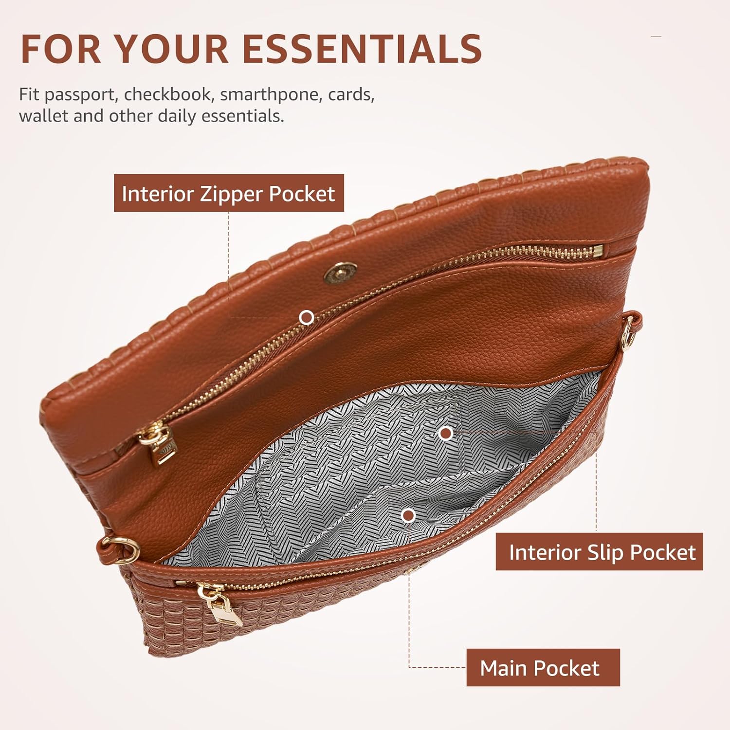 Woven Crossbody Bags for Women, Small Handmade Vegan Leather Purse with Built-in Wallet Card Slots, Designer Shoulder Clutch