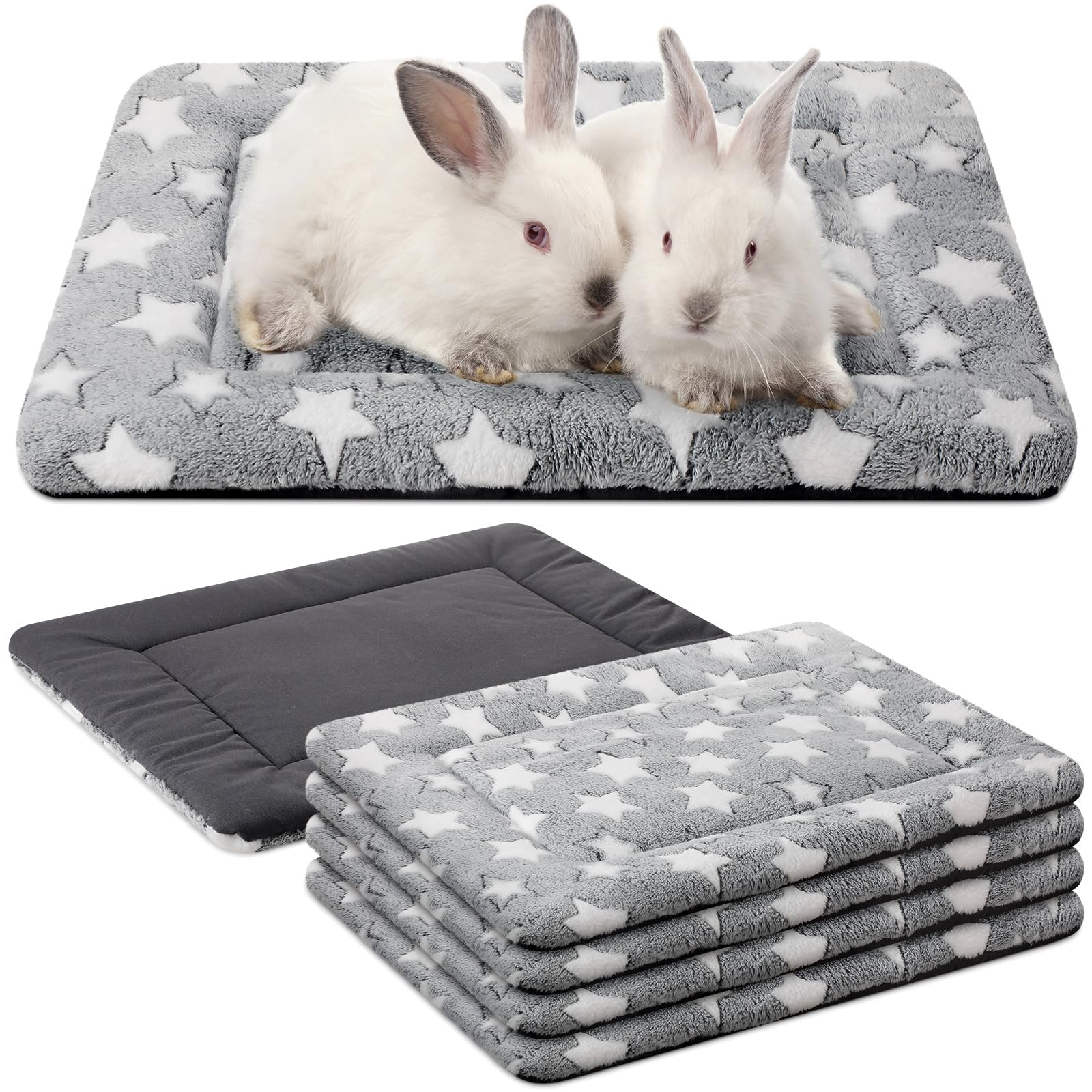 VitalCozy Lot de 4 Tapis réversibles pour Cage pour Chien - Lavable en Machine - Motif étoile - pour Cage - pour Chiens de Petite, Moyenne et Grande Taille (45,7 x 35,6 x 4,6 cm, Noir)