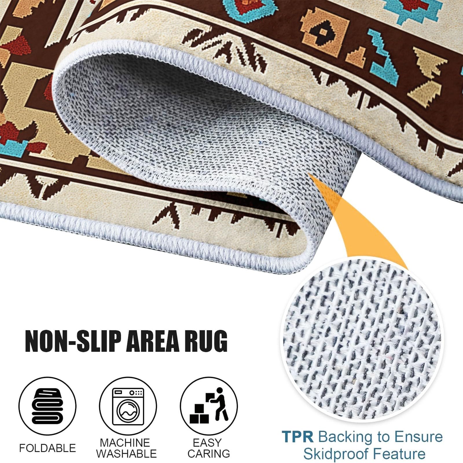 Tappeto Salotto Moderno Design azteco Flanella Tappeti Camera da Letto rug Cucina Antiscivolo Lavabile per Tavolino da Salotto,Bagno,Bambini Cameretta 140 x 200 cm, Multicolore