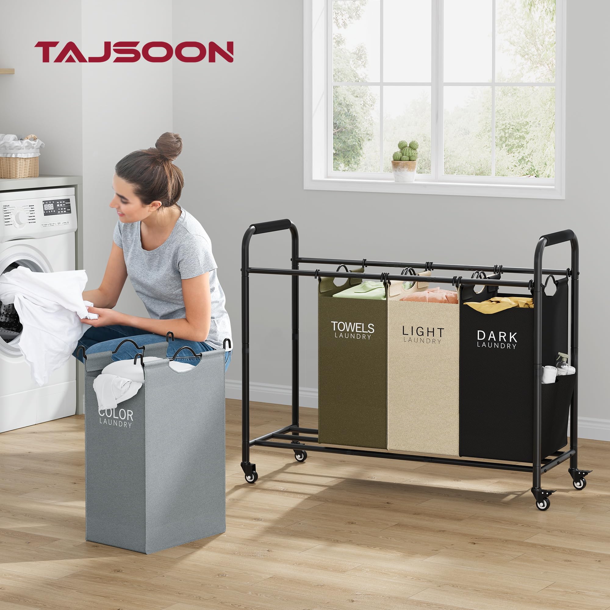 Amazon.com: Tajsoon 4 Bag Laundry Sorter Cart, Laundry Sorter 4