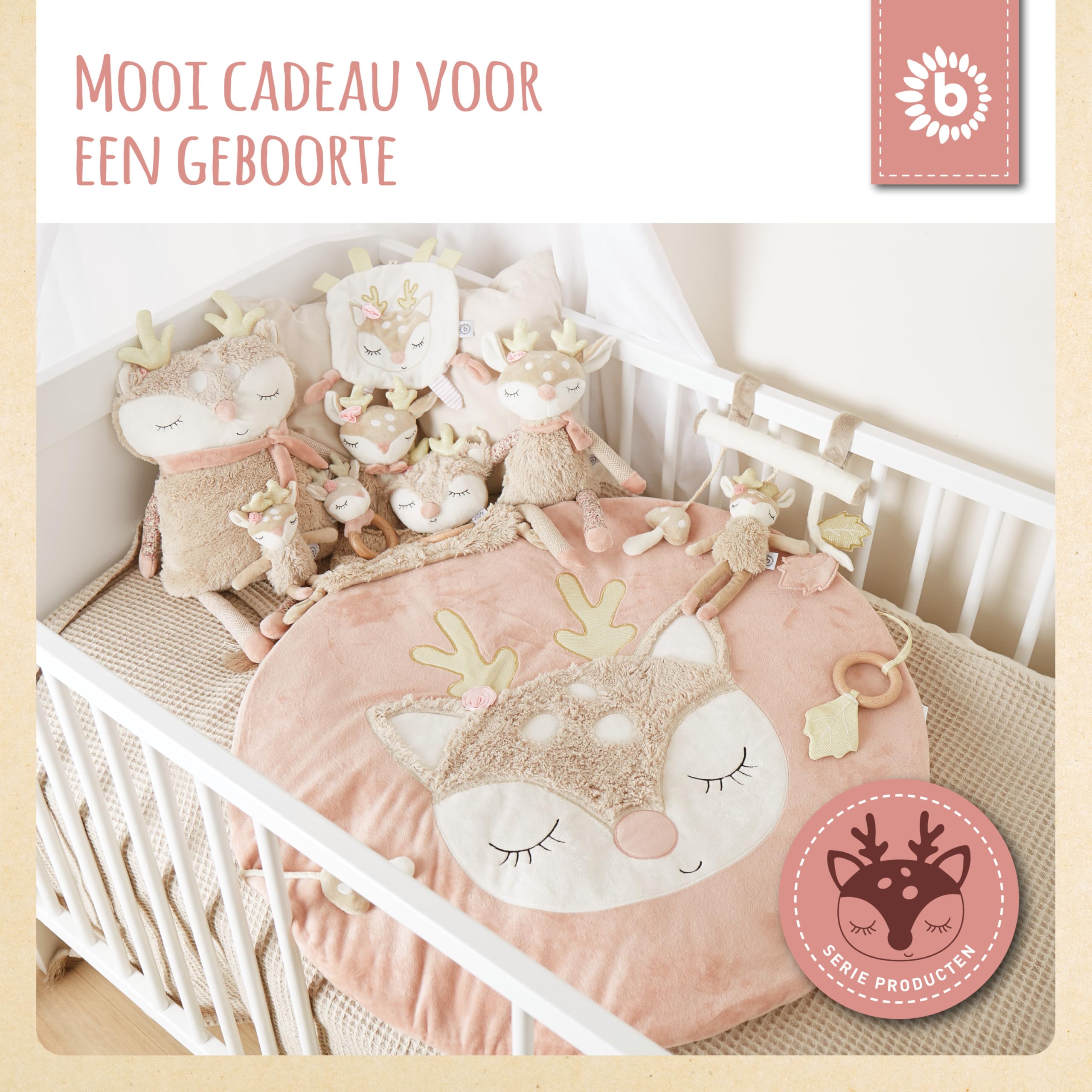 thumbnail: 3 Stuks Roze Baby Cadeau Set - Newborn Pakket Met Knuffeldoek Konijn, Houten Bijtring En Slabbetje