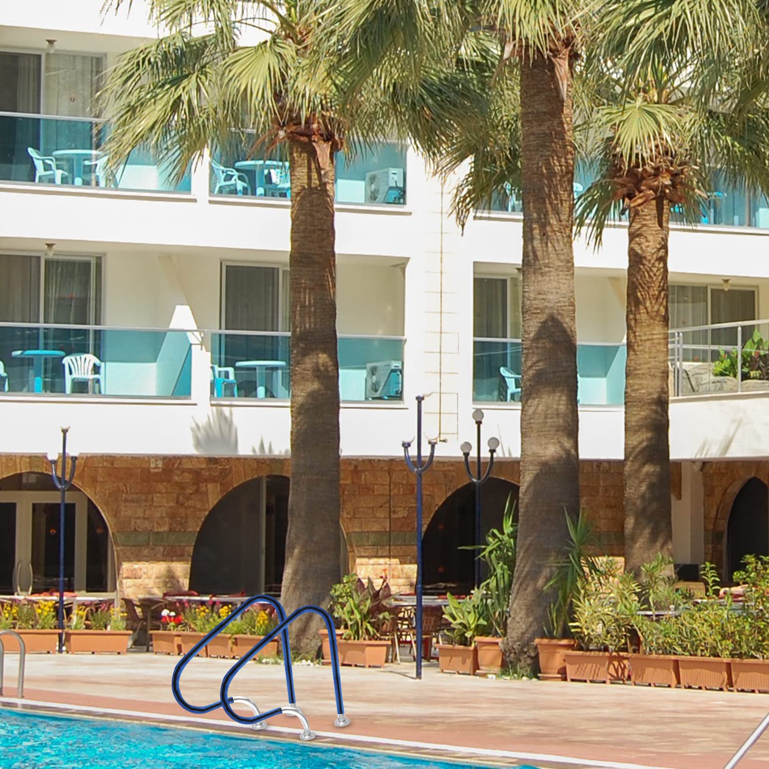 Agarre para Pasamanos de Piscina con Cremallera Antideslizante, Barandilla Azul de Seguridad 120cm de Largo para Aislamiento Térmico en Verano