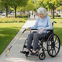 Vista 2 de RMS Paquete de 2 agarradores extra largos de 32 pulgadas con mandíbula giratoria - Herramienta de ayuda de movilidad (amarillo)