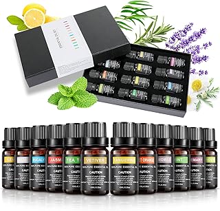 Aceites Esenciales, Aceites de Aromaterapia 12 Pcs x 10 ml, 100% Naturales Puros Aceites Aromáticos para Difusores ( Árbol...
