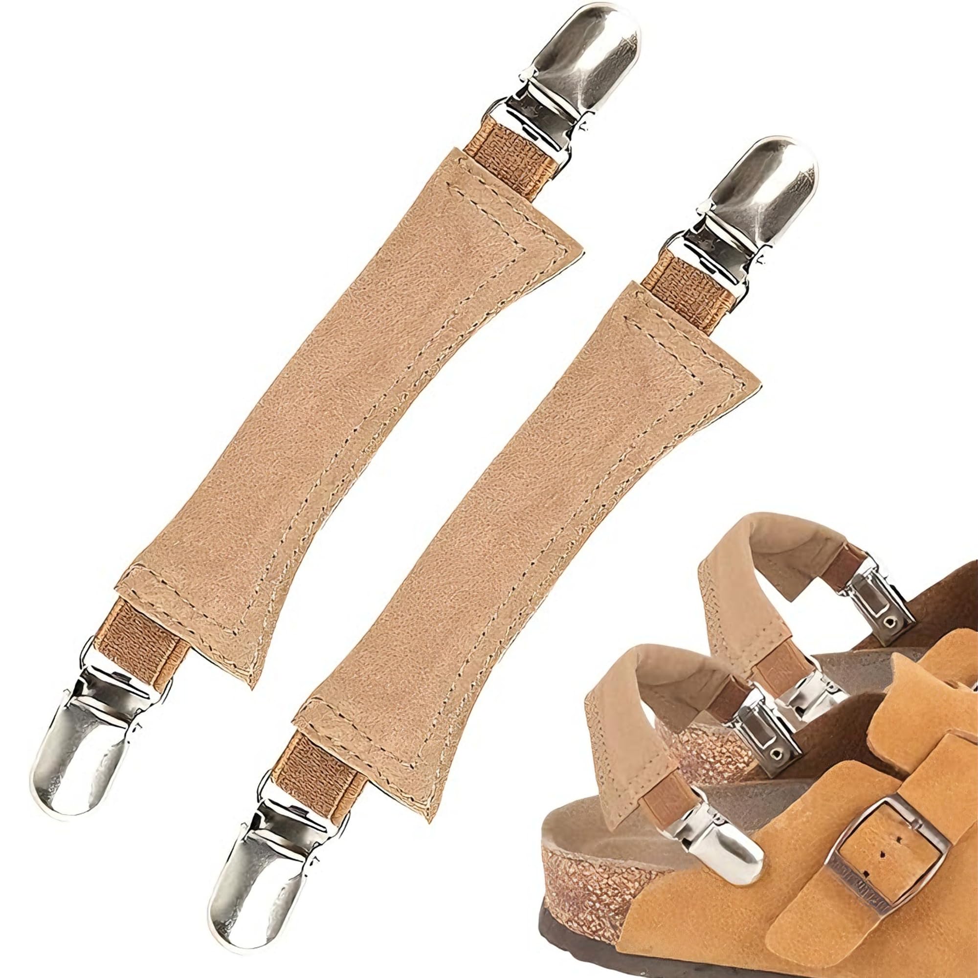 2 Piezas Clip de cinturón de Tobillo para Zapatos de Hombre y Mujer, Correa de talón Cordones elásticos, Fácil de Usar, Adecuado para Sandalias de Gamuza con Plantilla de Corcho