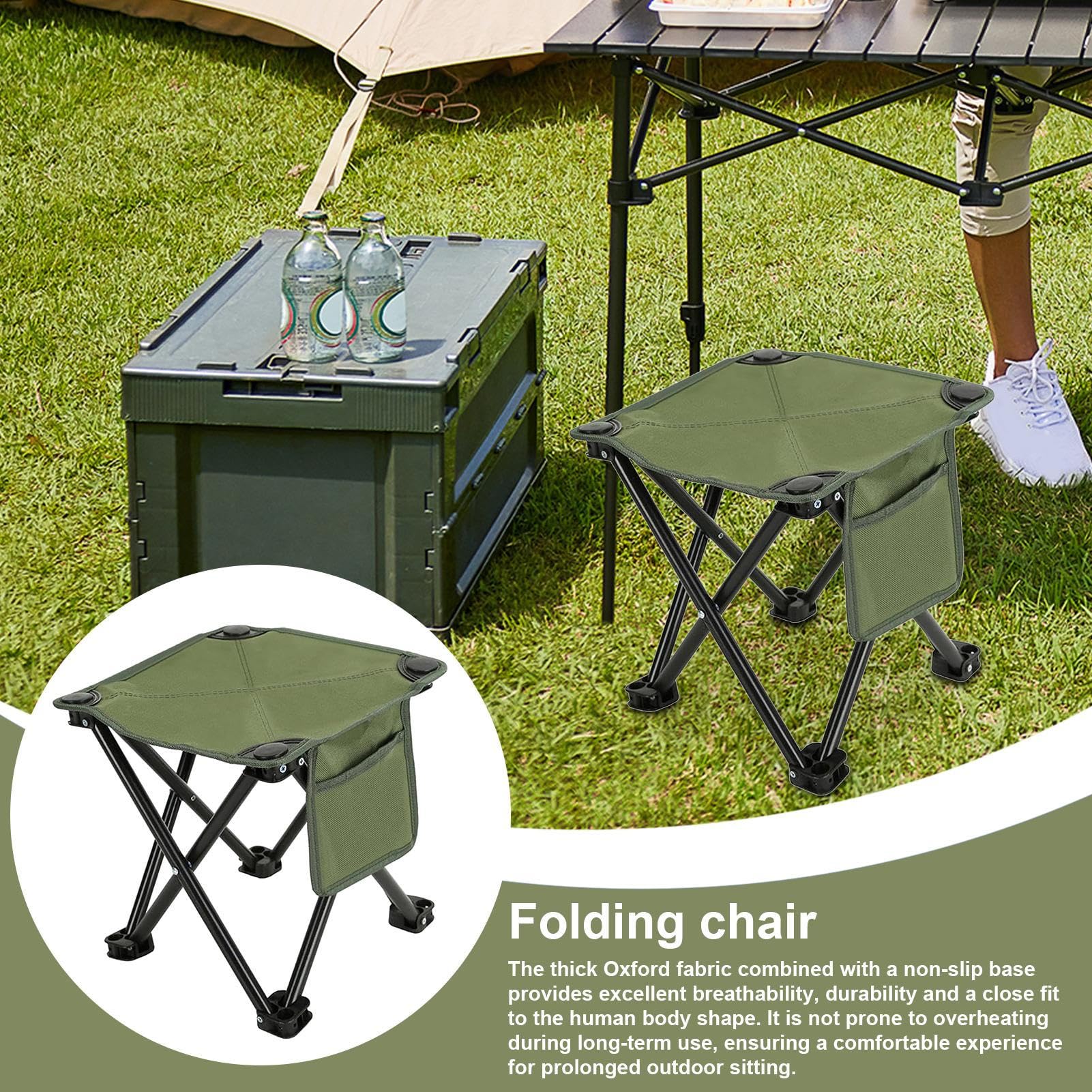 Sgabello Campeggio Pieghevole Traspirante Comodo Montaggio Rapido Compatto | Sgabelli Pieghevoli In Tessuto Oxford Per Adulti Pesca Escursionismo Giardinaggio Backpacking Viaggi Spiaggia