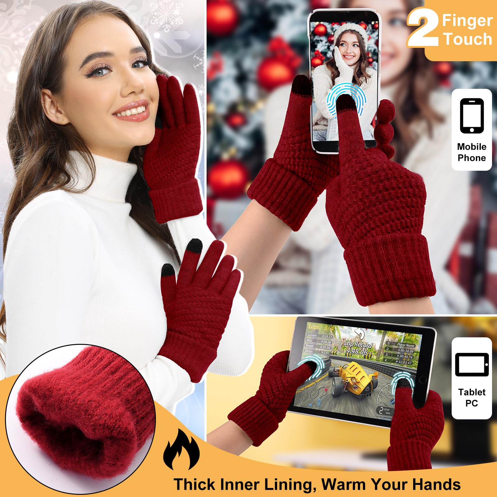 Vijamiy Sciarpa e Cappello Donna Guanti Donna Touch Screen Paraorecchie E Calzini Termici Invernali Set 5 Pezzi Antivento Calore Scaldacollo Regali Invernali(Grigio)