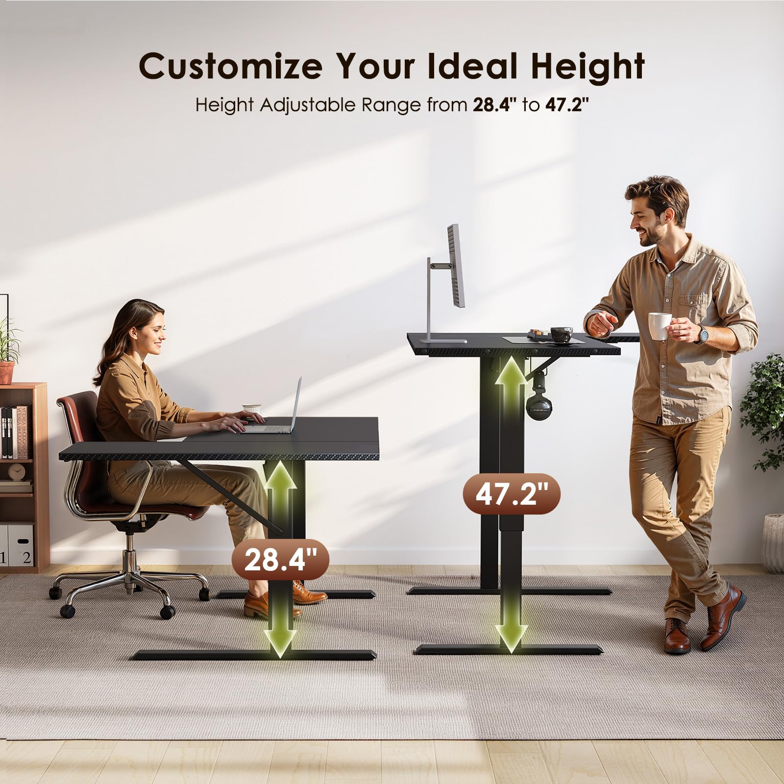 OffiGo Electric L Shaped Standing Desk 55 Inches Height Adjustable Table Reversiable Corner Stand Up Desk Lifting Computer — view 4