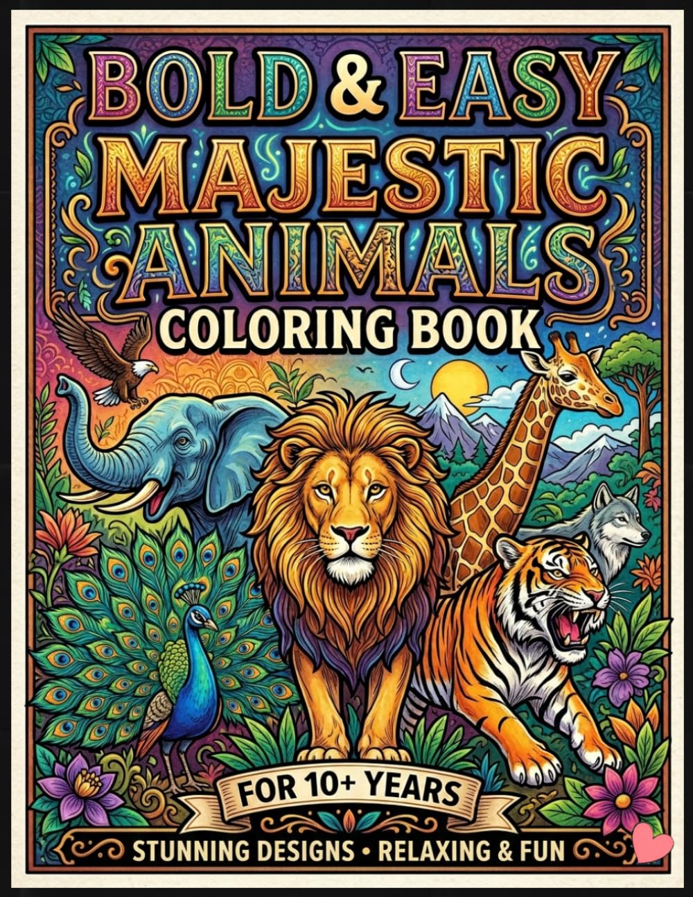 Bold & Easy Majestic Animals Coloring Book