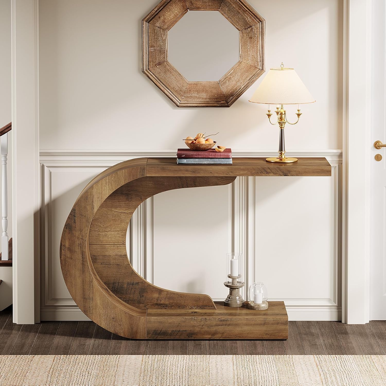Tribesigns Mesa Consola, Muebles Entrada Recibidor Rústico, 110 x 35 x 75 cm, Consola Recibidor, Mueble Recibidor para Entrada, Estíbulo, Marrón