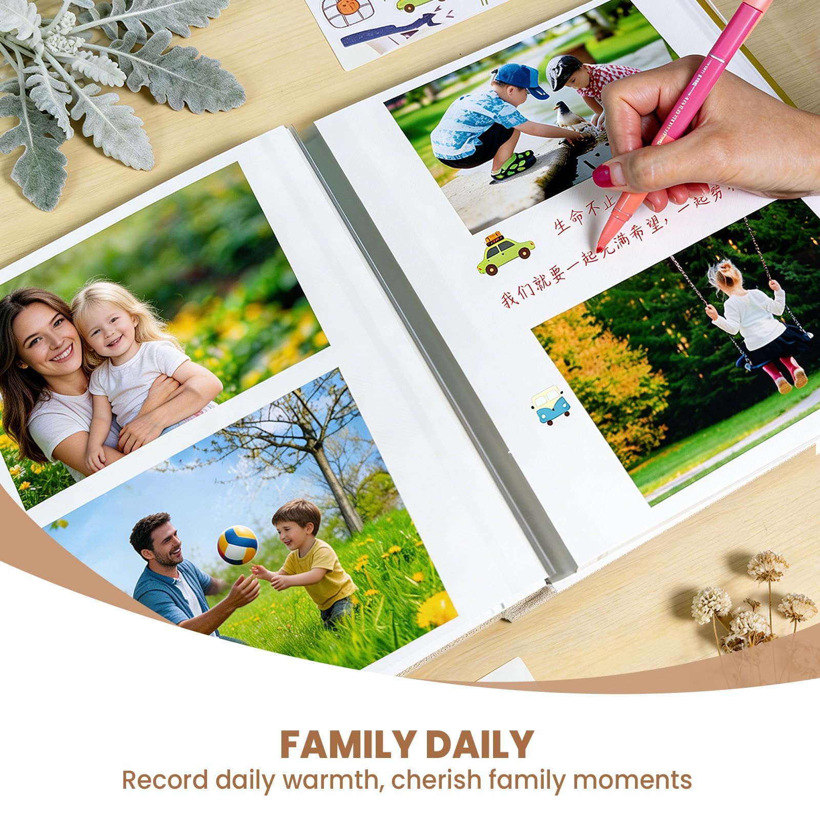 Álbum de recortes de fotos autoadhesivo, 2 piezas, páginas interiores laminadas compatibles con fotos de 3 a 10 pulgadas, álbum de recuerdos hecho a mano, regalo creativo ideal para amigos y