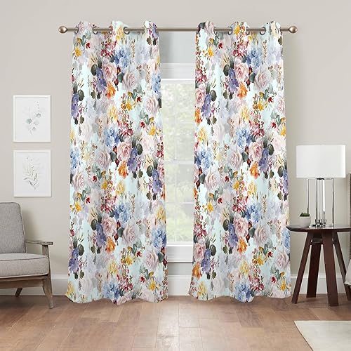 Miniatura 10 de Renaiss Cortinas opacas de hojas tropicales, hojas de Monstera de palmera verde, con aislamiento térmico, para dormitorio, plantas botánicas,