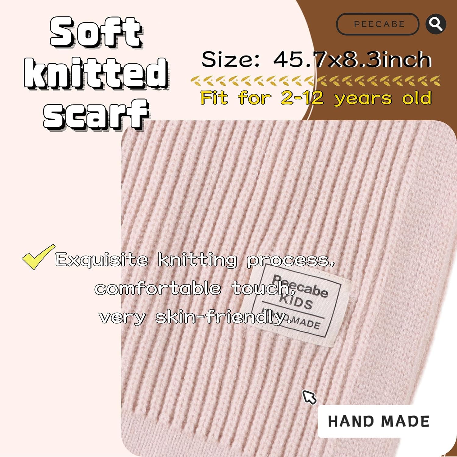 Peecabe Kids Scarf Soft Warm Knit Neck Warmer Winter Classic Scarf for Boys Girls - Image 6