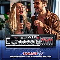 Vista 6 de Facmogu AV-111BT Home Amplifier with Equalizer, 5-Band EQ Audio Amplifier, RMS 60Wx2 Power Amplifier Receiver for Home Theater/Garage, 2 Channel