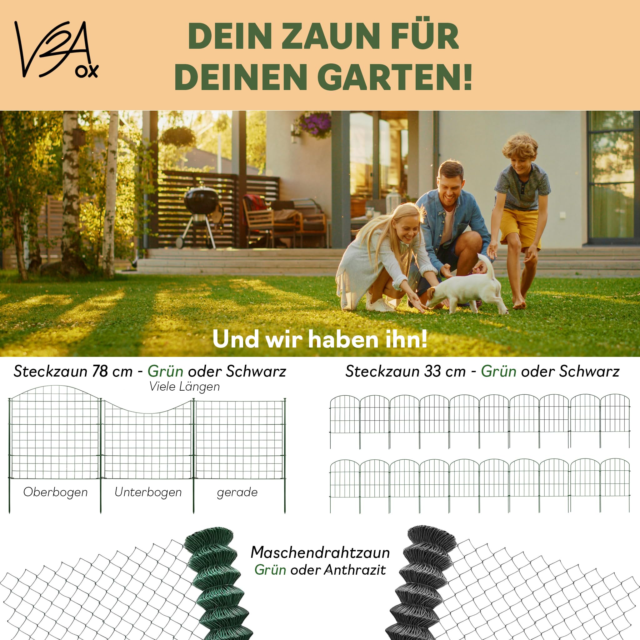 Valla de jardín enchufable Valla de Estanque para Estanque 12 Elementos de Valla Metal para Perros 78 cm Altura Verde