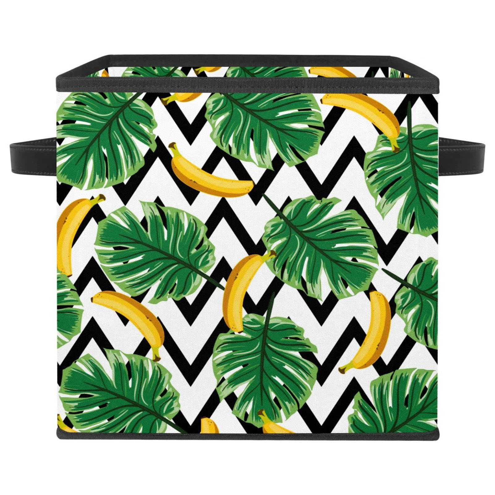 Boîte de rangement pliable tissu cube rayures tropicales maison