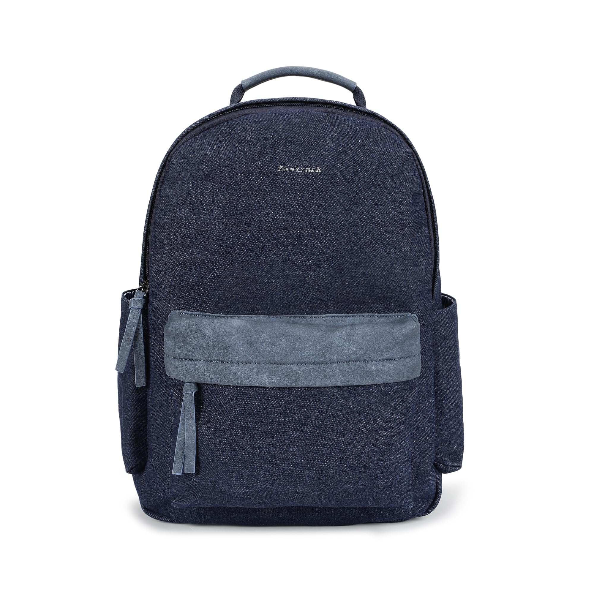 fastrack True Denim backpack | 14-Inch Laptop Compatible | Sturdy Build | Dual Bottle Holders | Organizer Pocket | Zipper Closure | Natural Indigo Denim (Color May Transfer) | 6-Month Warranty-picture-42