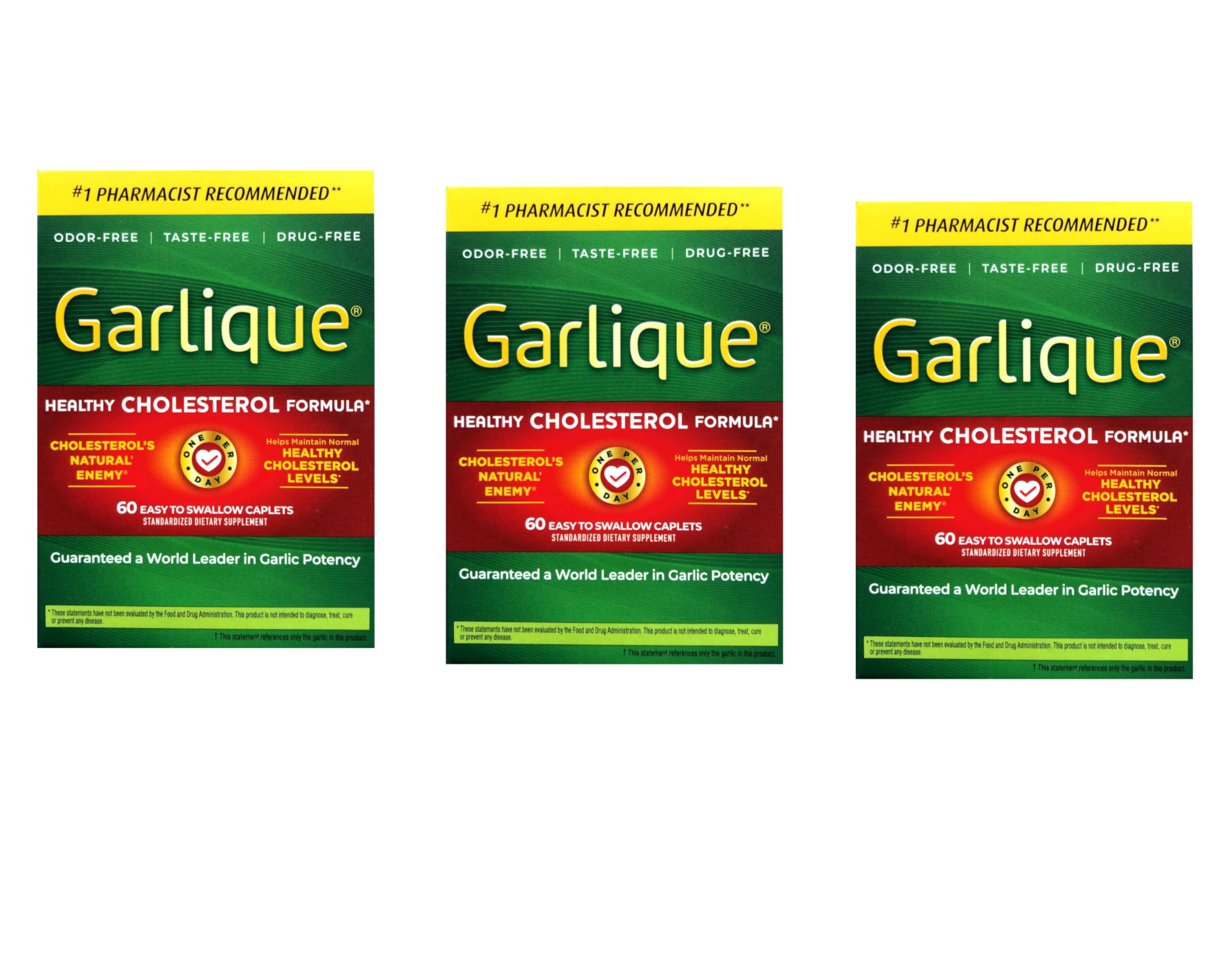 Healthy Cholesterol Formula with 5000 mcg of Allicin, 60 Enteric Coated Caplets (Pack of 3)