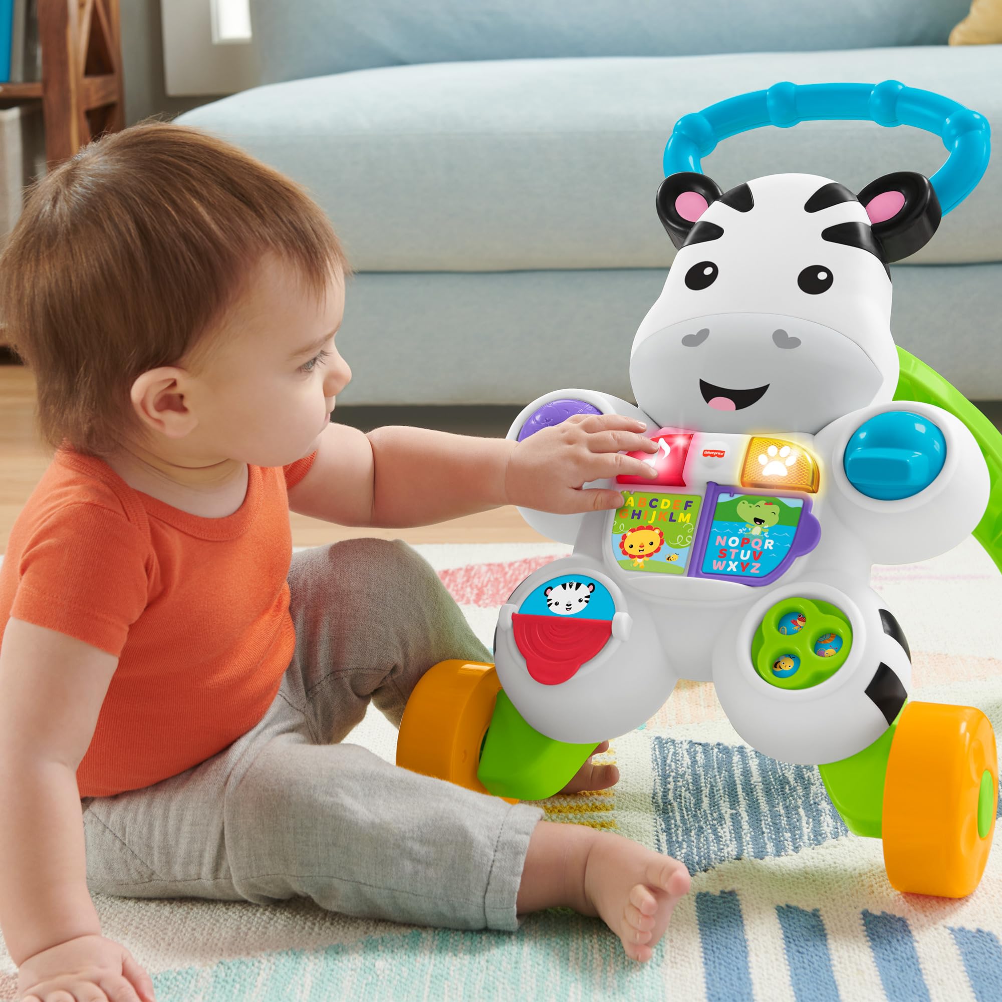 Fisher-Price Mon Trotteur Zèbre| Jouet Evolutif et Interactif Coloré, Lumineux et Musical pour Apprendre à Marcher à Bébé | Trotteur Bébé Garçon ou Fille à Partir de 6 Mois, Version: Française, DLD96