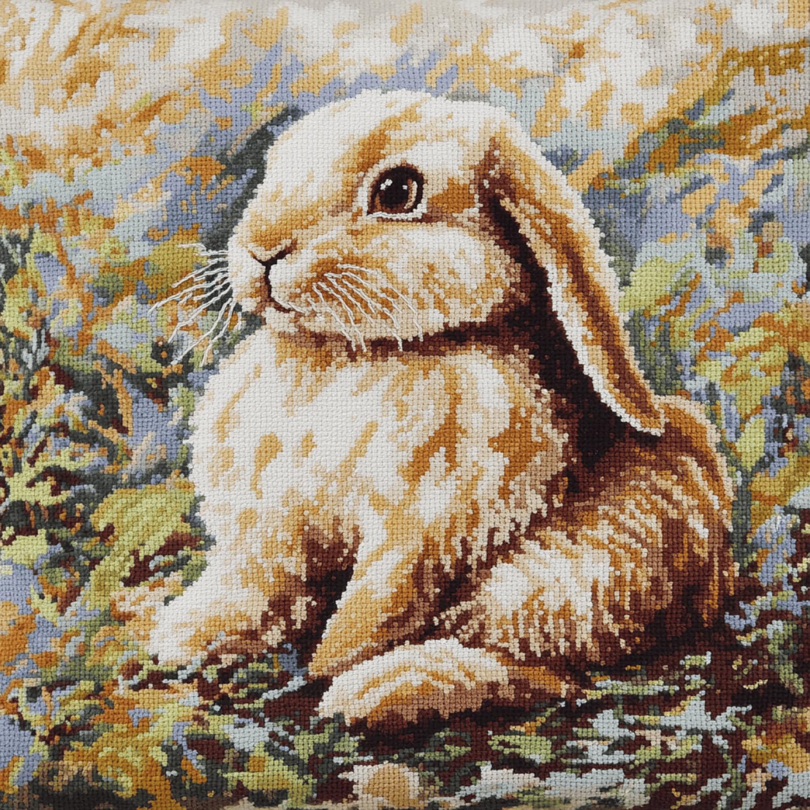 XDEGHUANGSS Rabbit Latch Hook Cushion Cover Kit 17x17 Inch, Pillow Making Kit for Adults & Beginners, Latch Hook Rug Kit for Women