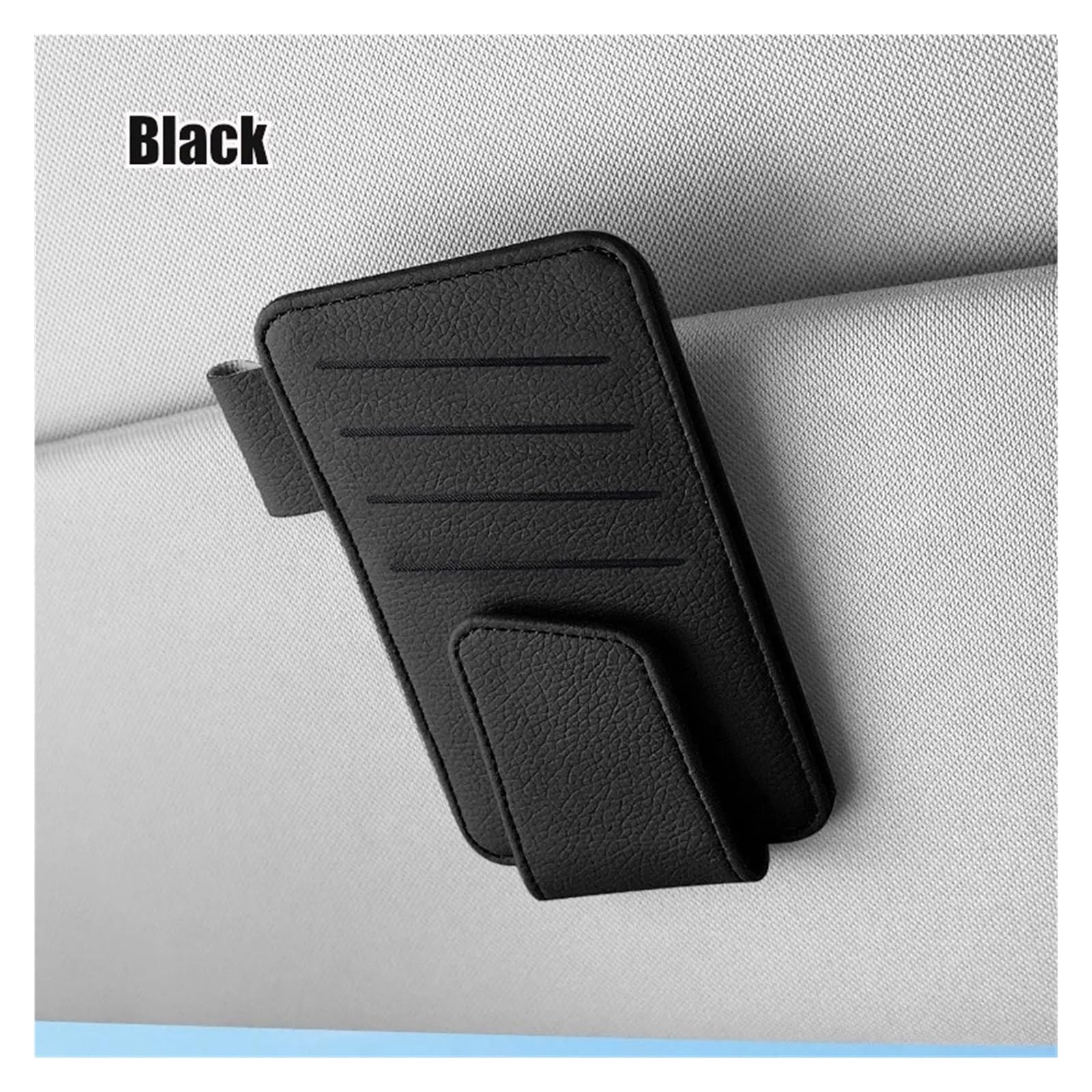 Porta Occhiali Interno Auto Porta Occhiali da Sole per Visiera Parasole per Auto Clip Magnetica in Pelle E Accessorio per Biglietti(Black)