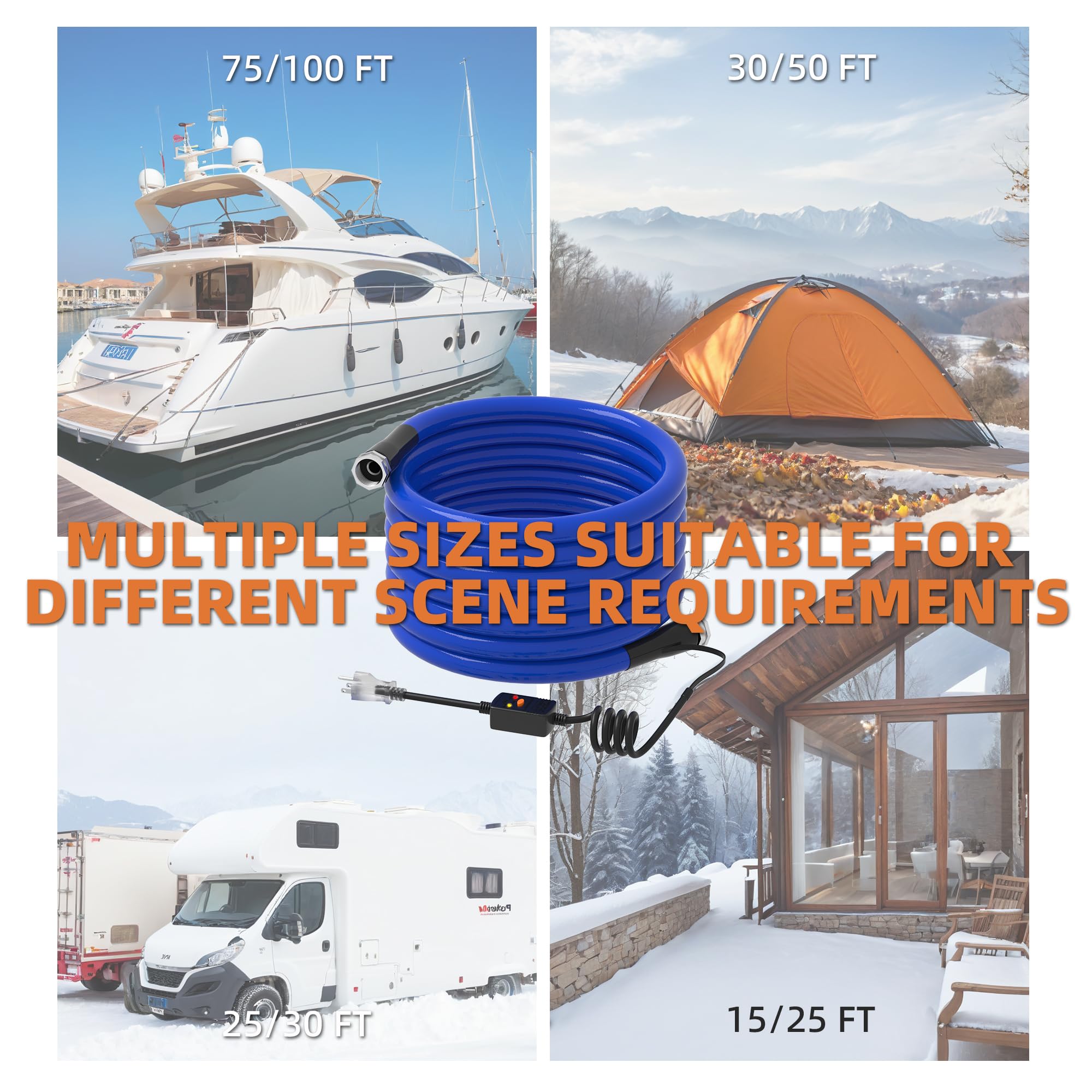 TORVA 50FT Heated Water Hose for RV, Heated Drinking Water Hose with Lead and BPA Free, Electrically Heated Garden Hoses with Insulating Sponge for Camper Water Supply RV Accessories