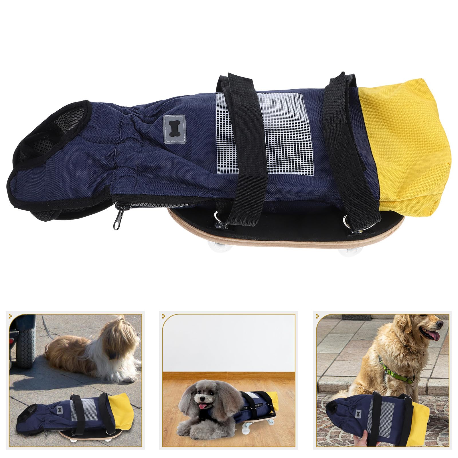 Carrellino per Cani Disabili Regolabile in Poliestere con Ruote Silenziose, Facile da Usare per Passeggiate Indoor e Outdoor di Animali Domestici Anziani