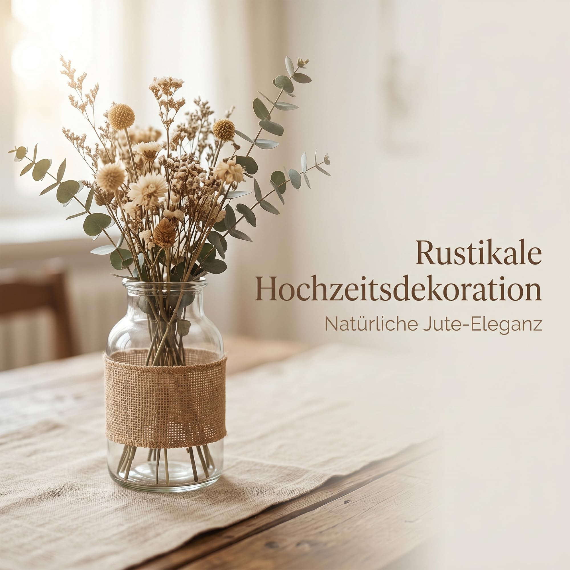 6cm x 50m Juteband, Burlap Band Natur, Braun Sackleinen Band für Geschenke, Hochzeit und Handwerk