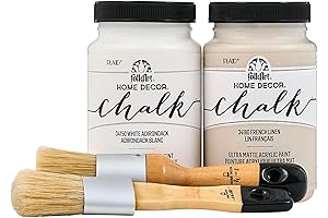 FolkArt Home Decor Chalk Paint, White and Tan Ultra Matte Kit