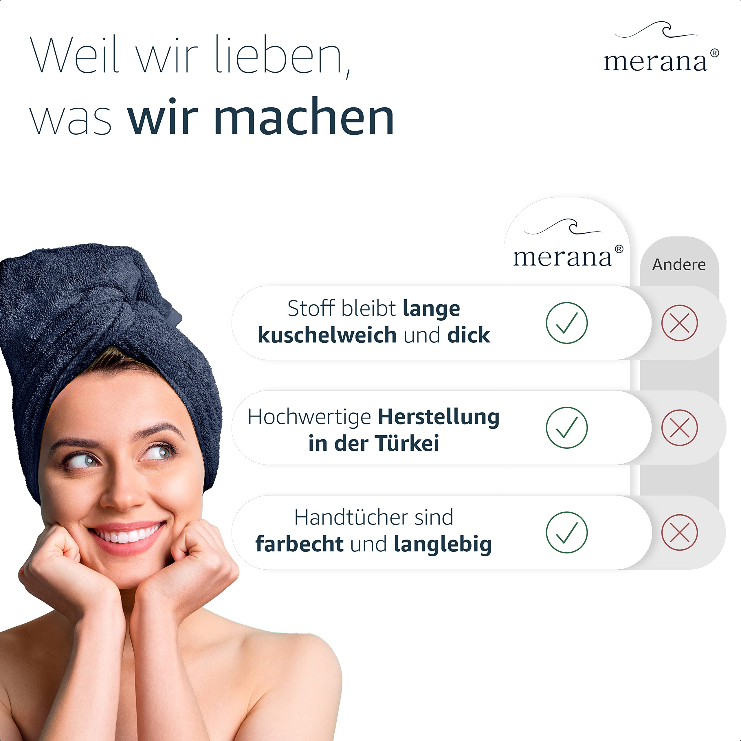 Merana Rome Handtuch Set | saugstark, weich und fusselfrei | Frottier Luxus Qualität | 100% Baumwolle | Oeko-TEX | 590 GSM (Pacific Blue, 8er Sparset | 4 Gästetuch, 2 Handtuch, 2 Duschtuch)