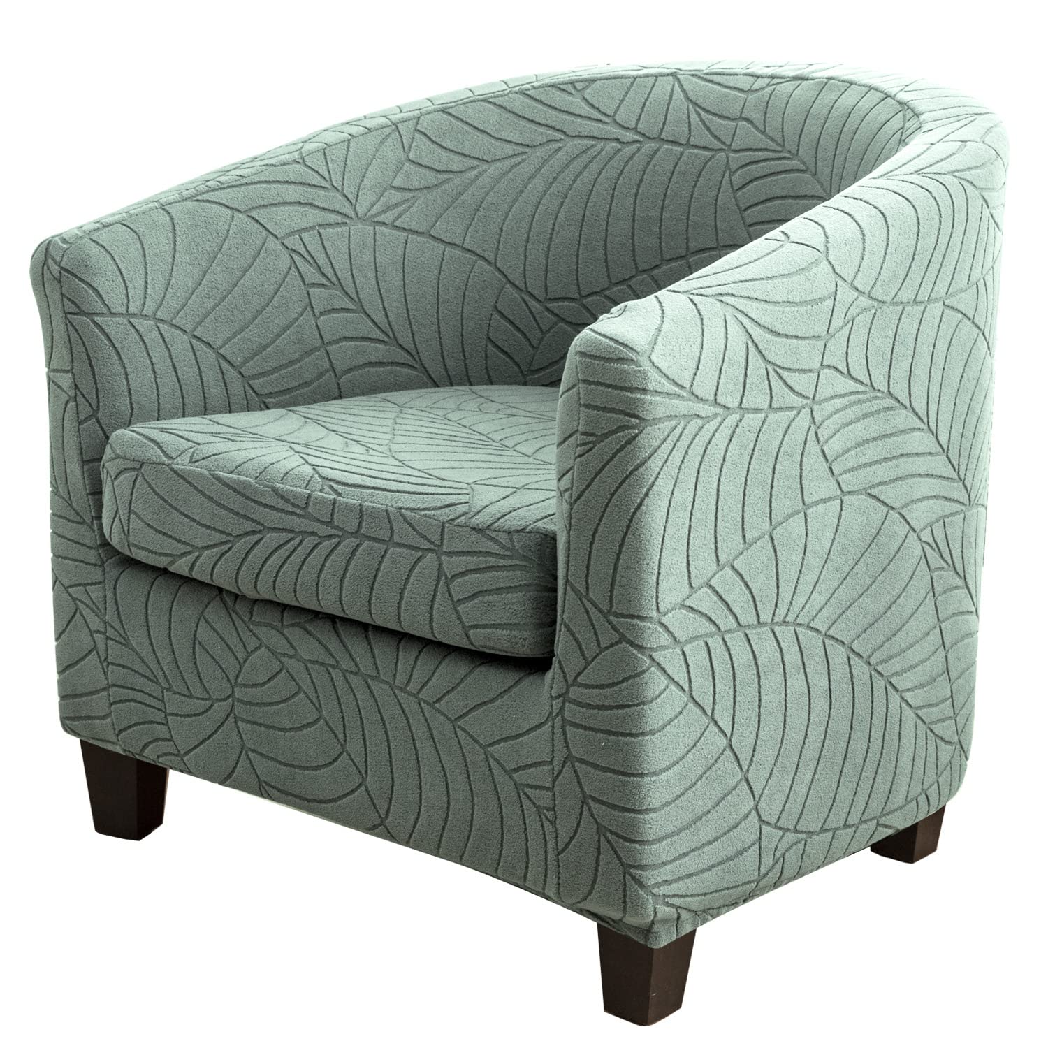 HACLEN Stretch Club Chair Slipcover with Cushion Cover, 2 Piece Barrel Chair Cover Removable Tub Chair Slipcovers Nonslip Armchair Covers (green,1 Set)