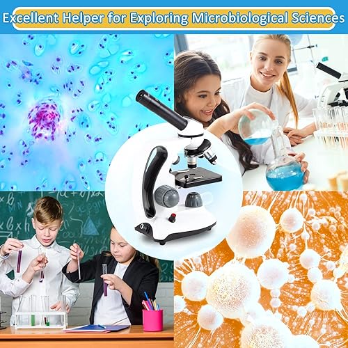 Miniatura 2 de Microscopios 40X-2000X para niños estudiantes y adultos con diapositivas preparadas para microscopio accesorios para microscopio adaptador de