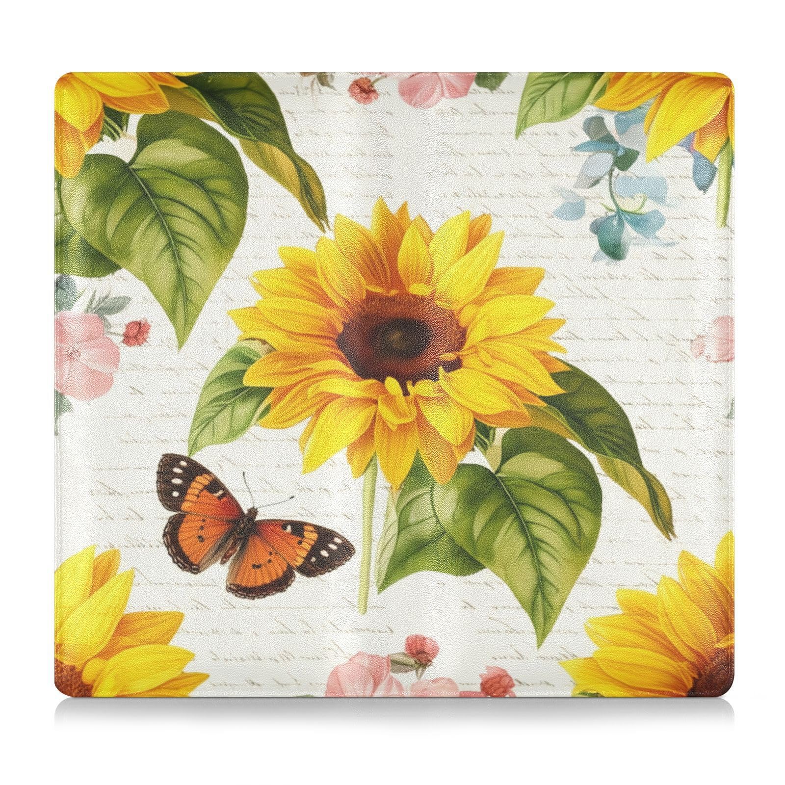 BURSTDDY Sunflowers and Butterflies Leather Car Registration and Insurance Holder,Registration and Insurance Card Holder Glove Box Car Organizer Car Document Holder for Cards, Driver License