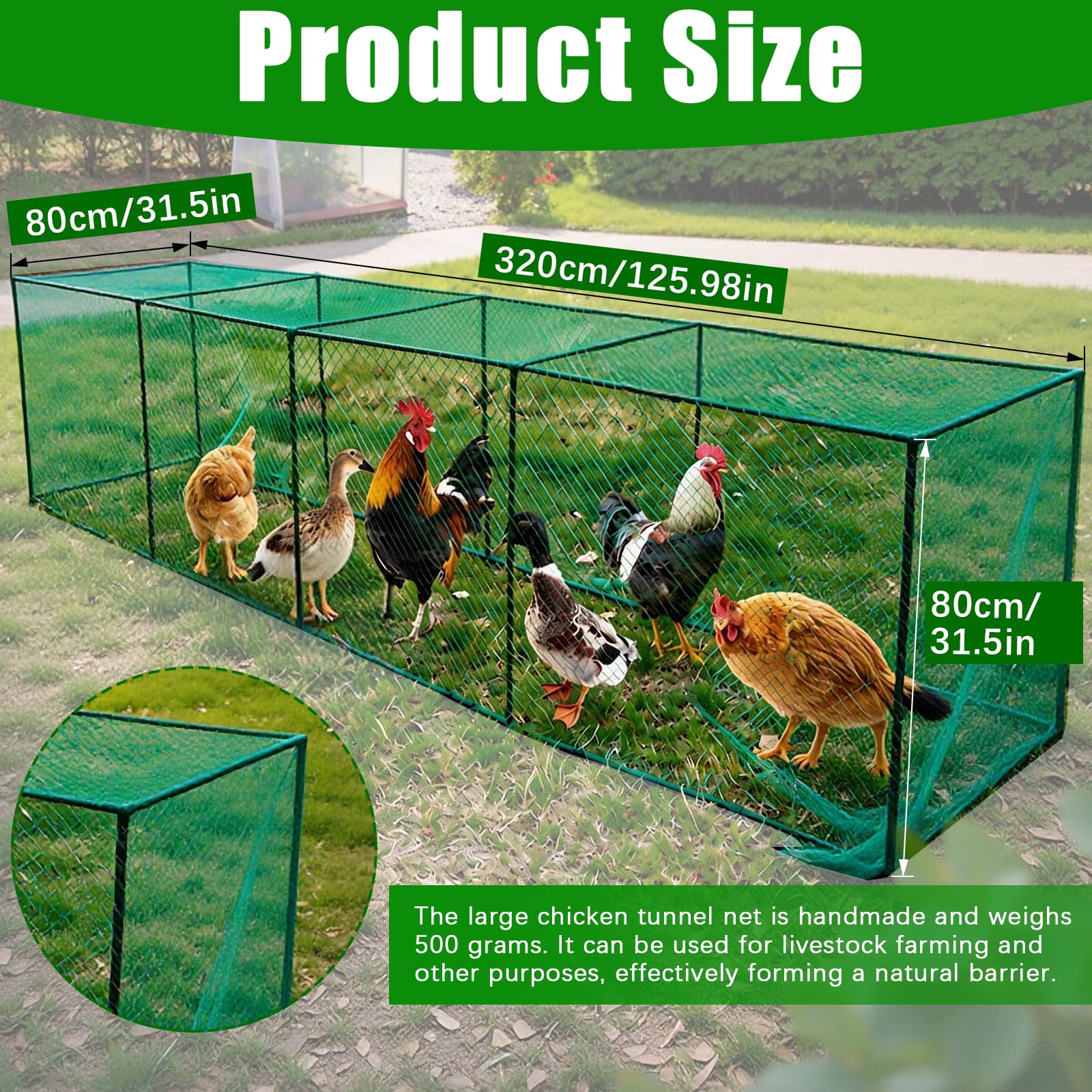 Pollaio, Recinzione Mobile per Polli 320 * 80 * 80cm Kit Recinzione Rete per Galline Recinzioni per Pollame, Anatre, Coniglietti