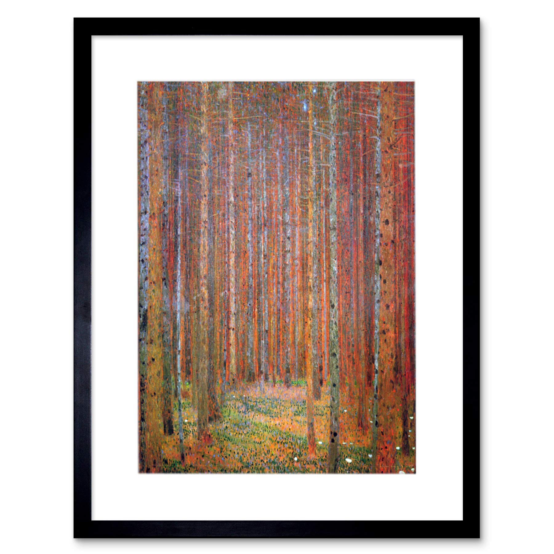 Wee Blue Coo Klimt Tannenwald I Fir Forest Artwork Framed Wall Art Print 12X16 Inch