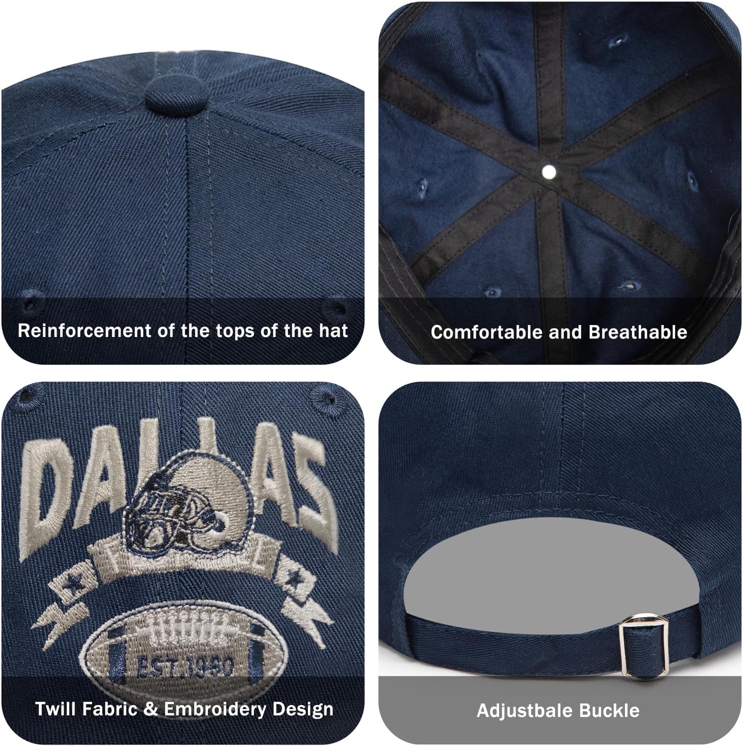 Embroidered Baseball Hat Team Color Adjustable Trucker Cap for Men Women Youth Football Fans Gifts Game Day Apparel - Image 5