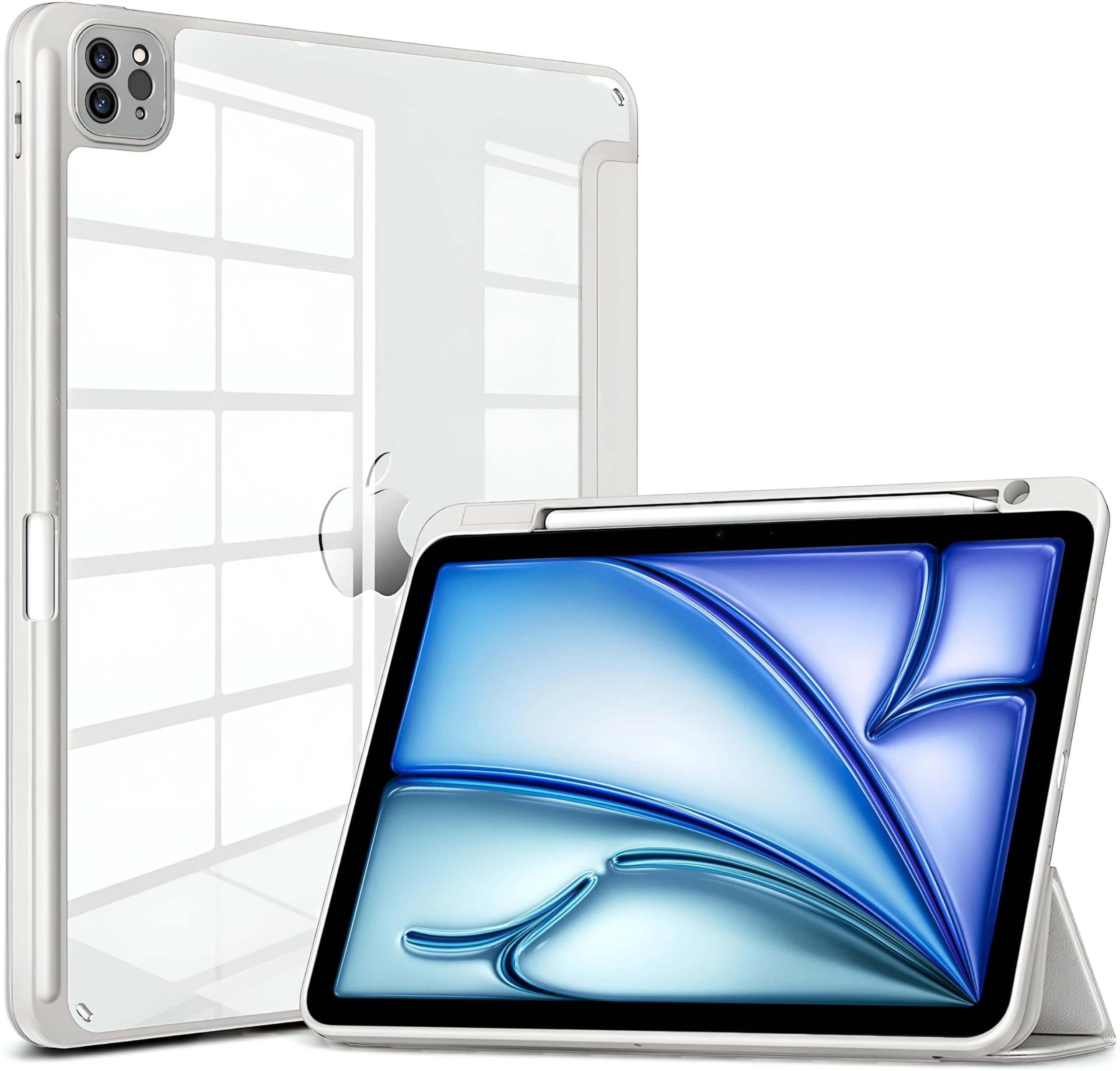 ProElite Case for iPad Air 11 Inch M3/M2 2025/2024, iPad Air 10.9 inch 5th/4th Gen & iPad Pro 11 inch 4th/3rd Gen 2022 case Cover, Transparent Smart Flip Cover with Pencil Holder, Grey-image-26